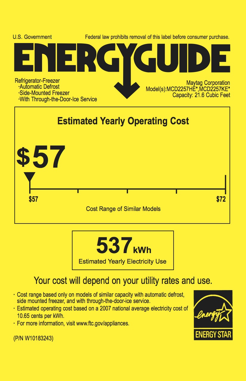 Maytag Refrigerator Energy Guide_EN | Twinsprings Research Institute